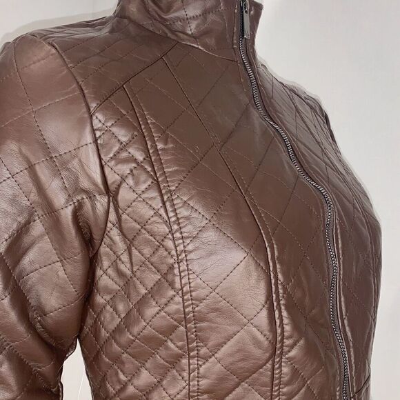NWT Harve Bernard Women's Textured Quilted Jacket Chocolate Brown Small - Picture 3 of 14